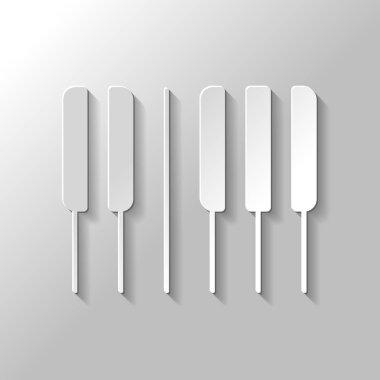 Piyano klavye simgesini. Yatay görünüm. Kağıt tarzı ile gölge gri arka plan üzerinde