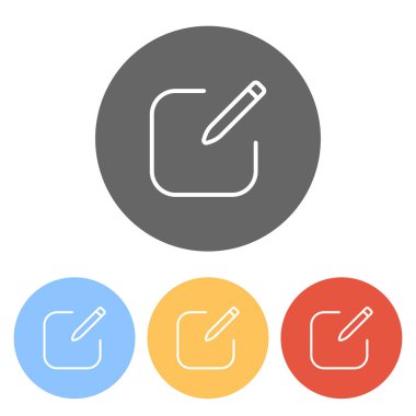 Kutsal kişilerin resmi düzenleyin. Meydanı ve kalem. Doğrusal, ince anahat. Renkli daireler üzerinde beyaz simgeler kümesi