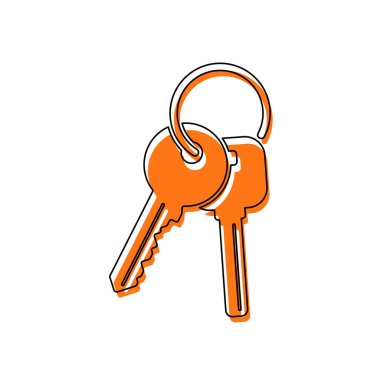 Anahtarları üstünde yüzük kutsal kişilerin resmi. İzole simge siyah ince dağılımı ve farklı katmanlarda doldurma taşındı turuncu oluşan. Beyaz arka plan