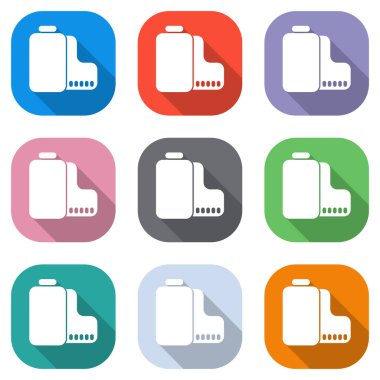 Kamera rulo simgesi. Fotoğraf veya video şeridi. Beyaz simgeleri uygulamalar için renkli kareler olarak ayarlayın. Sorunsuz imkanı ve desen poster için