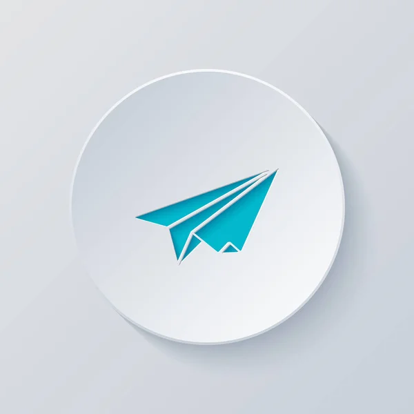 Avión Papel Planeador Origami Corta Círculo Con Capas Grises Azules — Vector de stock