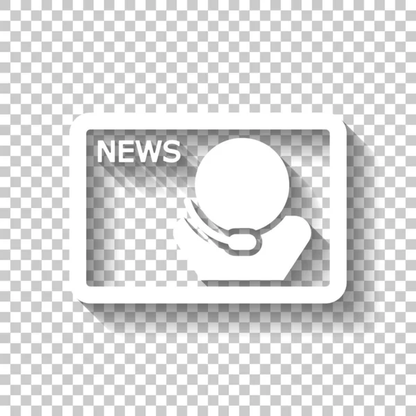 News Speaker White Icon Shadow Transparent Background — Stock Vector
