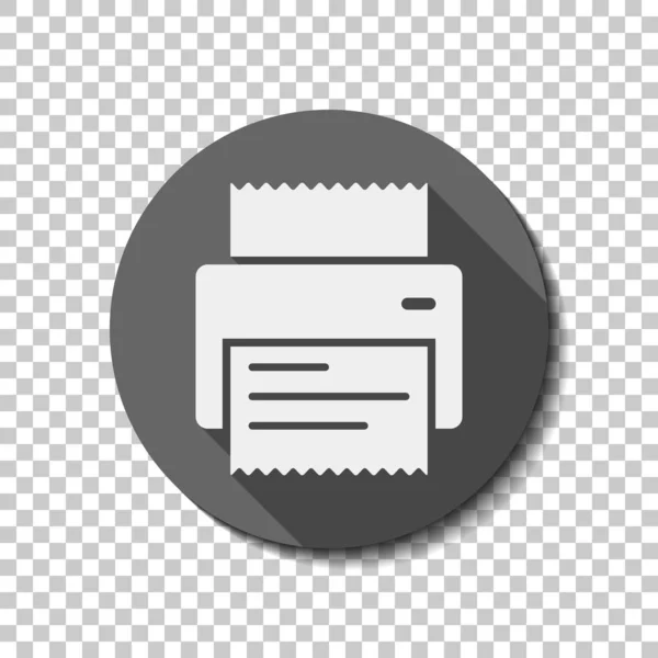 Printer Ontvangst Eenvoudige Pictogram Witte Vlakke Pictogram Met Lange Schaduw — Stockvector