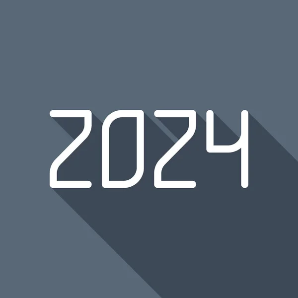 Icône Numéro 2024 Bonne Année Icône Plate Blanche Avec Ombre — Image vectorielle