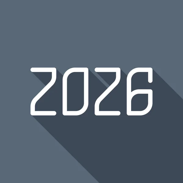 Icône Numéro 2026 Bonne Année Icône Plate Blanche Avec Ombre — Image vectorielle