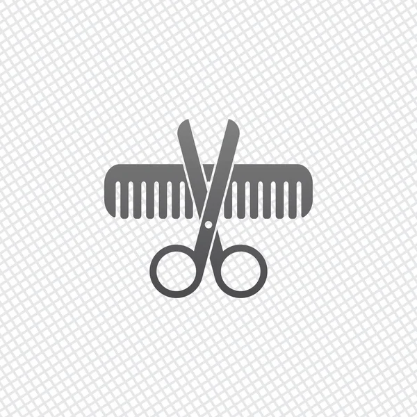 Scissors Hair Brush Crossed Tools Barber Grid Background — Stock Vector
