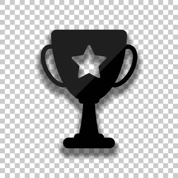 チャンピオンズ カップの星 シンプルなアイコン 透明な背景のソフトな影と黒いガラス アイコン — ストックベクタ