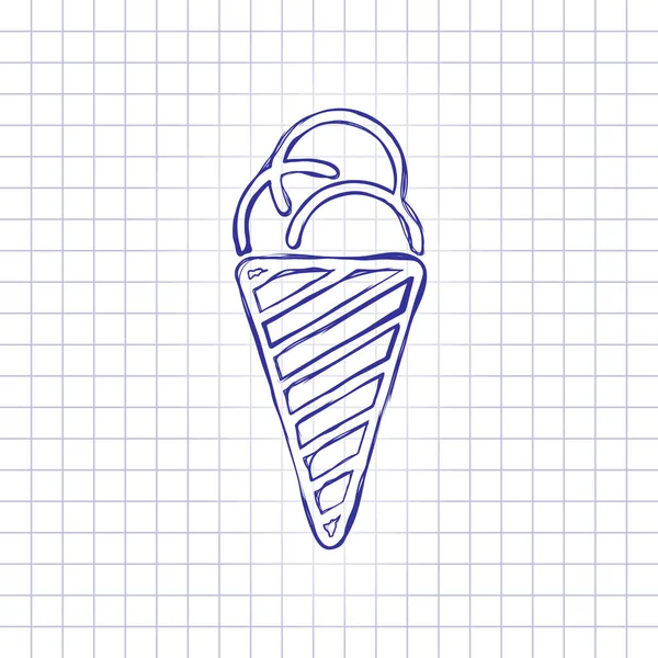 Icono Helado Cuadro Dibujado Mano Hoja Papel Tinta Azul Estilo — Archivo Imágenes Vectoriales