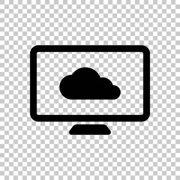 database, cloud technology, computer and cloud. simple icon. On transparent background.