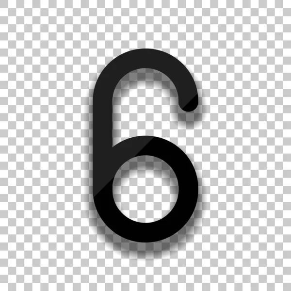 Número Seis Número Letra Simple Icono Vidrio Negro Con Sombra — Vector de stock