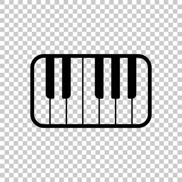 Icono Teclado Piano Sobre Fondo Transparente Objeto Negro — Vector de stock