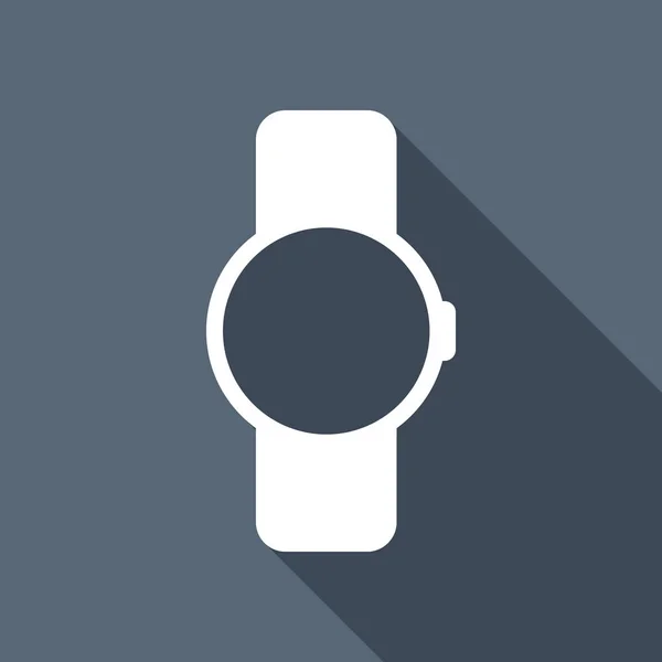 Ręka Inteligentny Zegarek Wyświetlaczem Rundy Technologia Ikona Biała Ikona Płaskie — Wektor stockowy