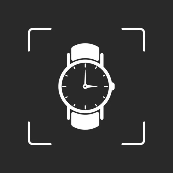 Klassische Armbanduhr Mit Pfeilen Symbol Weißes Objekt Kamera Autofokus Auf — Stockvektor