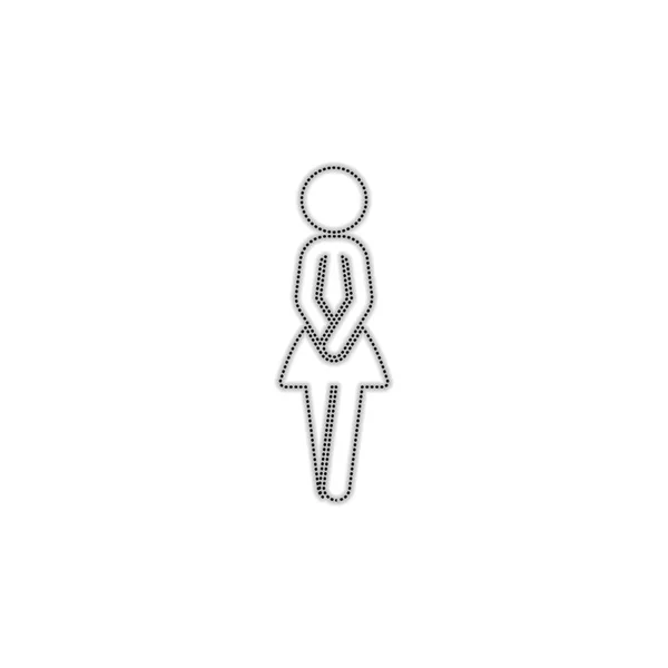 Silhouette Féminine Icône Femme Silhouette Contour Pointillé Avec Ombre Sur — Image vectorielle