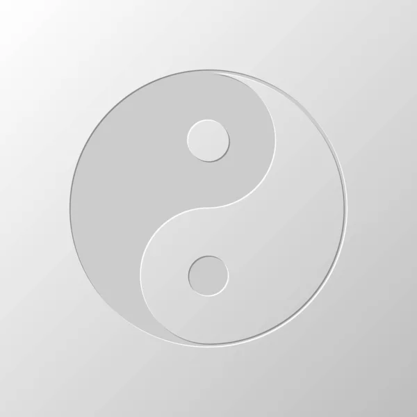 Yin Yan Símbolo Diseño Papel Símbolo Cortado Estilo Entallado — Archivo Imágenes Vectoriales