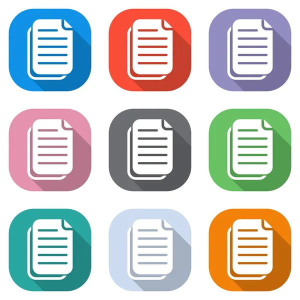 Document Simple Icon Set White Icons Colored Squares Applications Seamless — Stock Vector