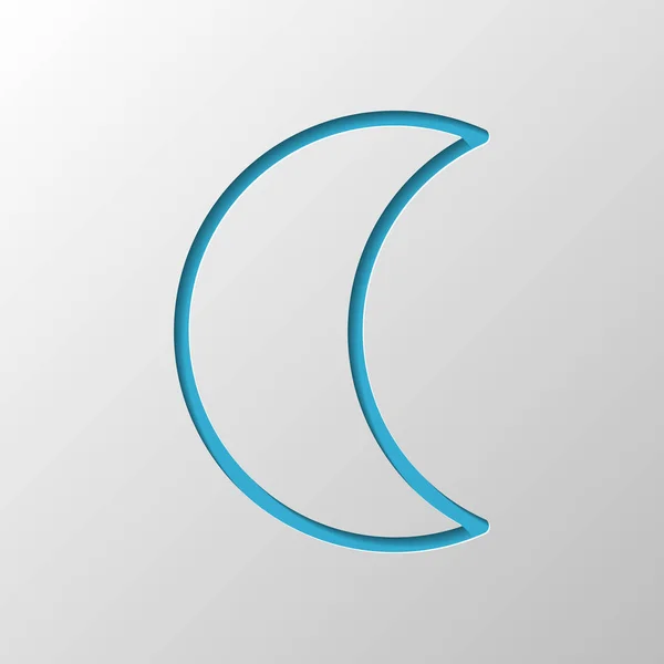 Простая Луна Символ Погоды Линейная Иконка Тонким Контуром Бумажный Дизайн — стоковый вектор