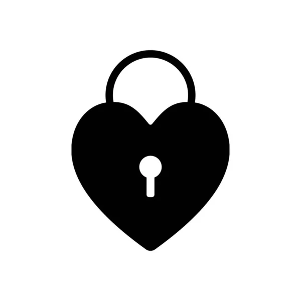 Καρδιά Lock Λουκέτο Απλή Σιλουέτα Μαύρη Εικόνα Άσπρο Φόντο — Διανυσματικό Αρχείο