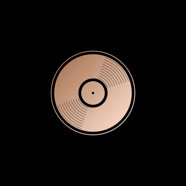 Vinyl Ikonen Rött Guld Stil Svart Bakgrund — Stock vektor