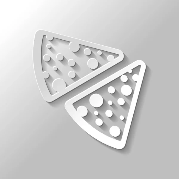 Trozos Pizza Icono Estilo Papel Con Sombra Sobre Fondo Gris — Archivo Imágenes Vectoriales