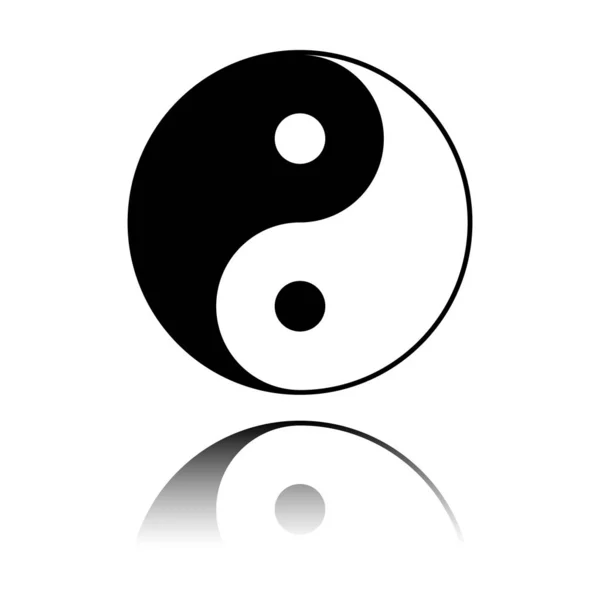 Yin Yan Symbol Czarna Ikona Odbicie Lustrzane Białym Tle — Wektor stockowy