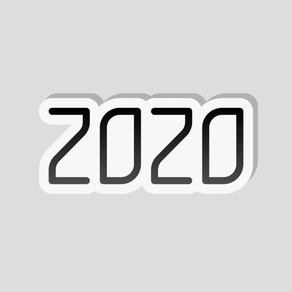 Icône Numéro 2020 Bonne Année Style Autocollant Avec Bordure Blanche — Image vectorielle