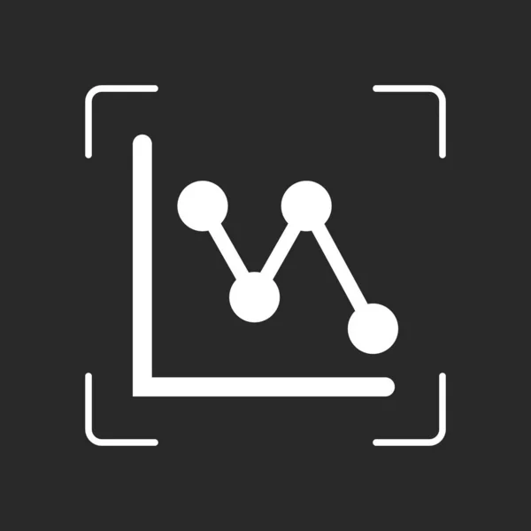 Azalan Grafik Hat Simgesi Beyaz Nesne Kamera Otomatik Odaklama Koyu — Stok Vektör