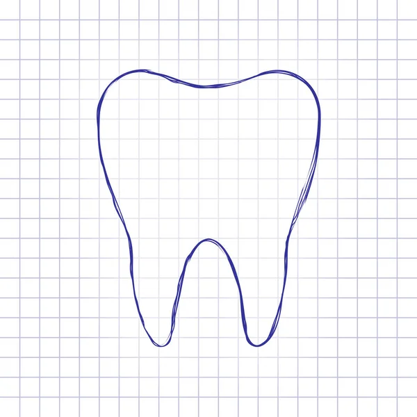 Silueta Diente Icono Simple Cuadro Dibujado Mano Hoja Papel Tinta — Vector de stock