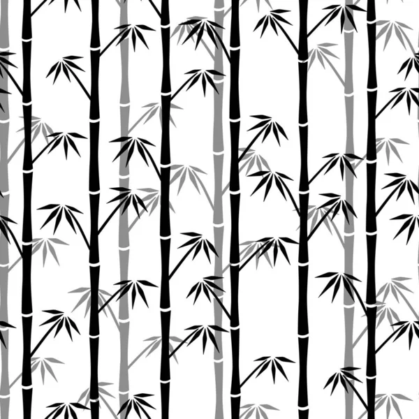 Weiße Silhouette Aus Bambus Auf Schwarzem Hintergrund — Stockvektor