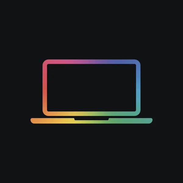Піктограма Ноутбука Або Ноутбука Колір Веселки Темний Фон — стоковий вектор