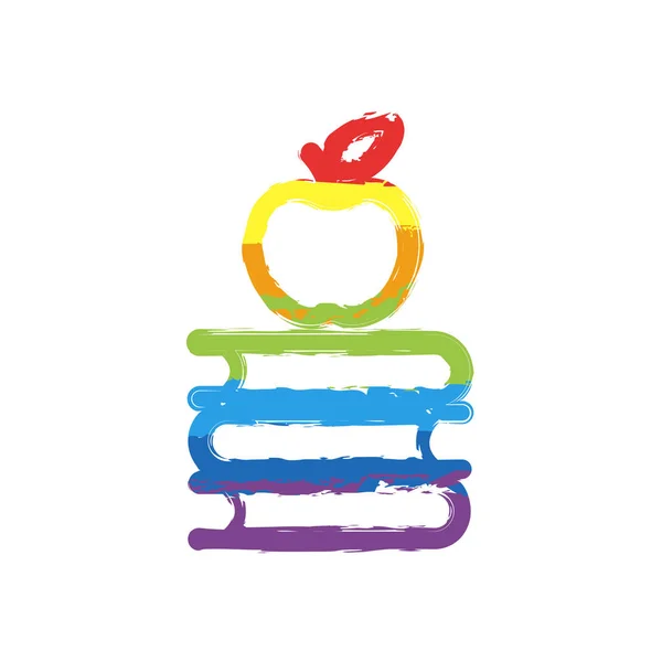 Elma üstünde kitap kutsal kişilerin resmi. Bilgi logosunu görmeniz gerekir. Çizim işaretiyle Lgbt stil, gökkuşağı (kırmızı, turuncu, sarı, yeşil, mavi, Indigo, menekşe, yedi renk