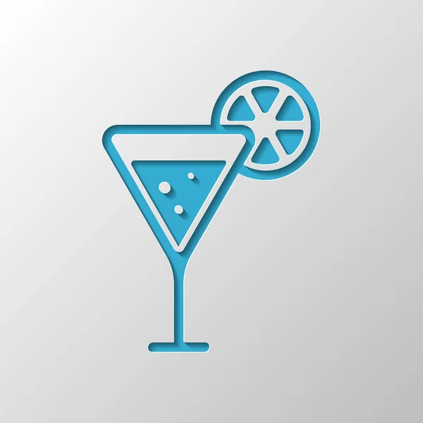 Cocktail Med Citron Skiva Ikon Papper Design Kapade Symbolen Med — Stock vektor