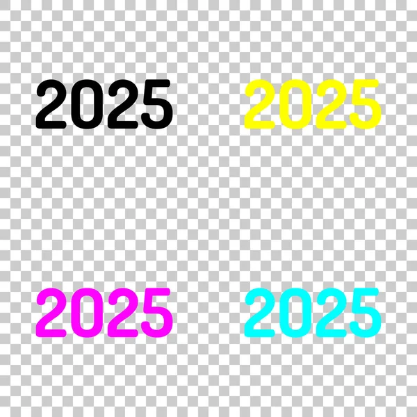 2025年数字图标 新年快乐 透明背景上的彩色 Cmyk 图标集 — 图库矢量图片