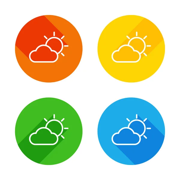 Ήλιος Και Σύννεφο Καιρός Σύμβολο Γραμμική Εικονίδιο Λεπτό Περίγραμμα Επίπεδη — Διανυσματικό Αρχείο