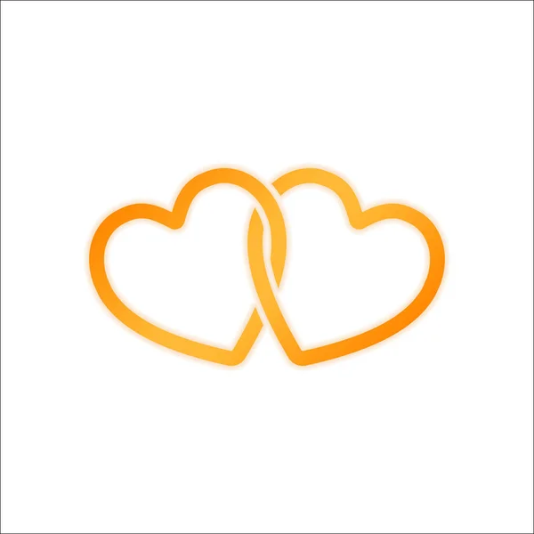 Icône Coeurs Liés Panneau Orange Avec Faible Luminosité Sur Fond — Image vectorielle