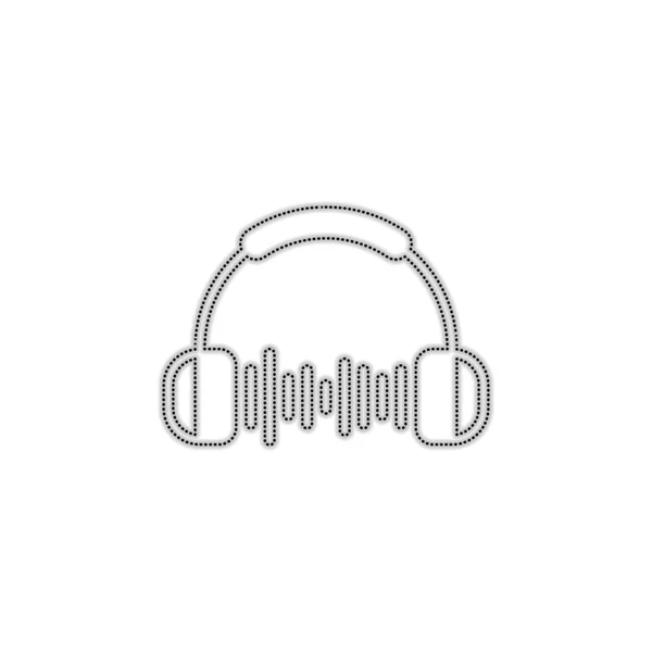 Kulaklık Müzik Dalgası Max Ses Seviyesini Basit Simgesi Noktalı Anahat — Stok Vektör