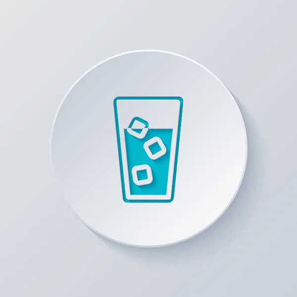 Vaso Agua Con Hielo Icono Cubos Corta Círculo Con Capas — Vector de stock