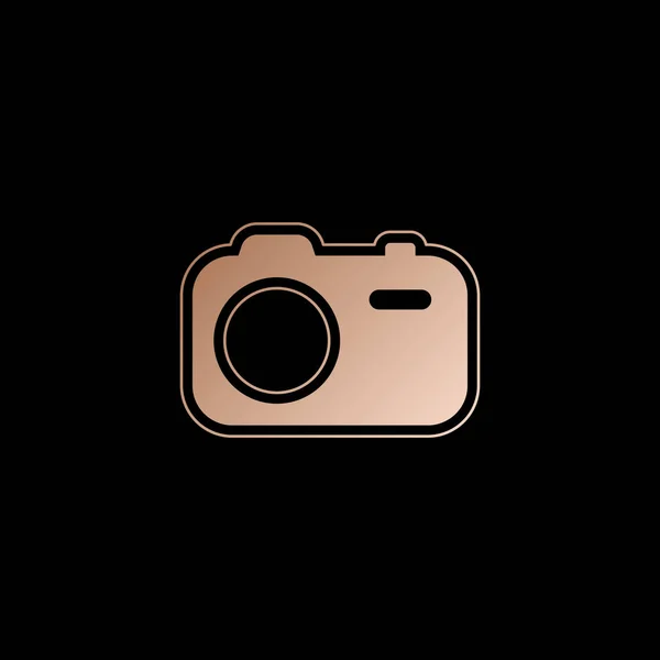 Eenvoudige Fotocamera Het Pictogram Van Technologie Rood Goud Stijl Zwarte — Stockvector