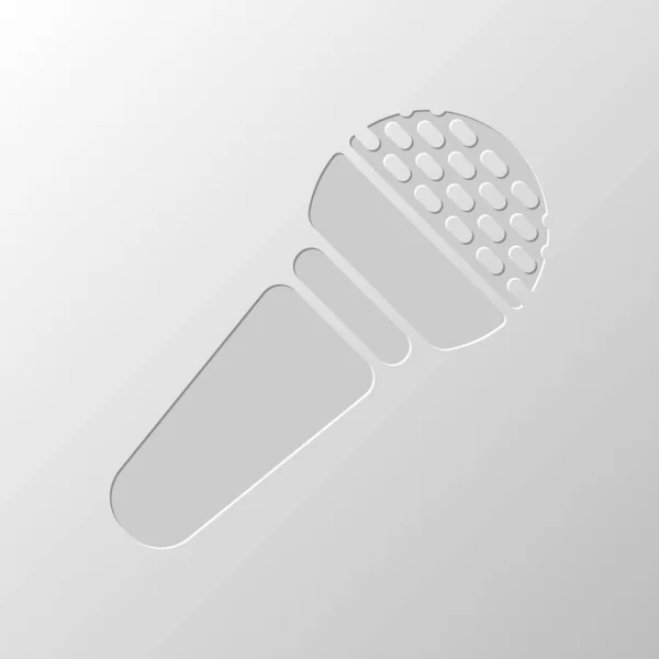Icône Microphone Mains Conception Papier Symbole Coupé Style Dénoyauté — Image vectorielle