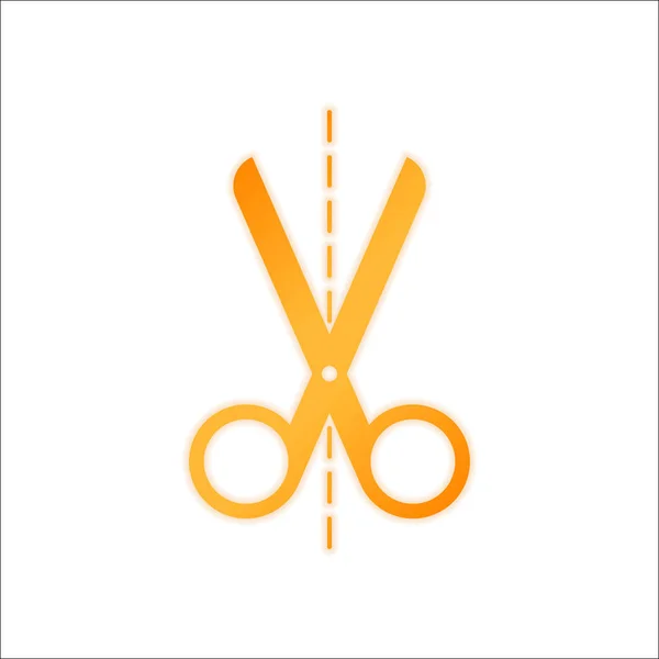 Icono Tijeras Signo Naranja Con Poca Luz Sobre Fondo Blanco — Vector de stock