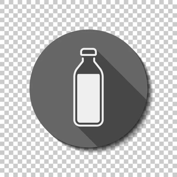 シンプルなアイコン 水のボトル 透明な背景に円で長い影と白いフラット アイコン バッジやステッカー スタイル — ストックベクタ