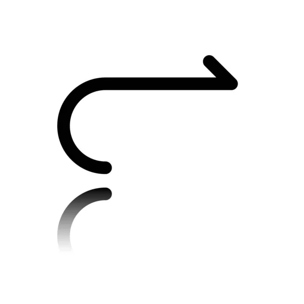 简单的箭头 导航图标 简单的箭头 导航图标 带有细线的线性符号 一行样式 黑色图标 白色背景上有镜面反射 — 图库矢量图片