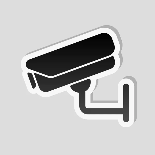 Cámara Seguridad Icono Tecnología Estilo Etiqueta Con Borde Blanco Sombra — Vector de stock