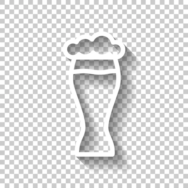 Beer Glass Simple Linear Icon Thin Outline White Icon Shadow — Stock Vector