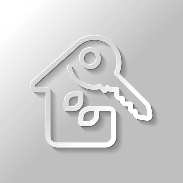 Haus Mit Schlüssel Lineares Symbol Mit Dünnem Umriss Einzeiliger Stil — Stockvektor