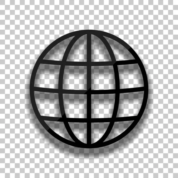 Icône Globe Simple Ligne Contour Fin Icône Verre Noir Avec — Image vectorielle
