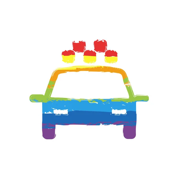 Taxi Taxi Coche Icono Simple Signo Dibujo Con Estilo Lgbt — Archivo Imágenes Vectoriales