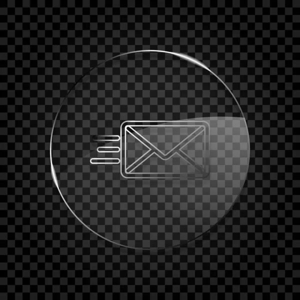 Mail Symbol Senden Sms Linie Symbol Kreis Glasblase Auf Dunklem — Stockvektor