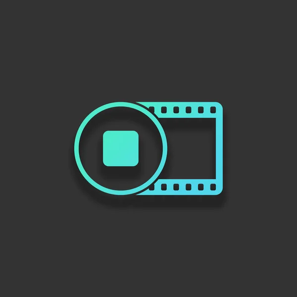 Filmstreifen Mit Stoppsymbol Kreis Einfache Silhouette Farbenfrohes Logo Konzept Mit — Stockvektor