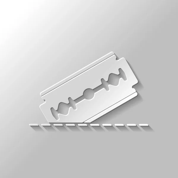 Razor Blade Cutting Line Simple Icon Paper Style Shadow Gray — Stock Vector